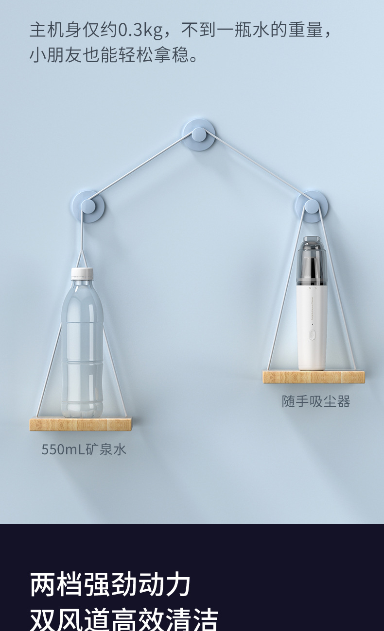 Car Vacuum Cleaner, Household Mini Portable Mite Remover, Wireless Charging, High-Power Handheld Powerful Dust Collector