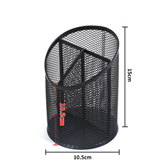 Slanted Metal Pen Holder Wholesale, Ironwork Multi-Compartment Pen Container for Office Desks, Simple Design, Large Capacity—Exclusive for Cross-Border Markets