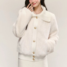 甜美可爱风软糯大翻领仿皮草秋冬气质感白色毛毛外套女欧美