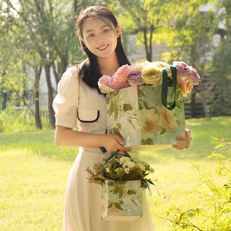 Más tamaño cuadrado bolsa de regalo de vacaciones flor bolso de regalo de cumpleaños bolsa de pastel de hornear bolsa de regalo