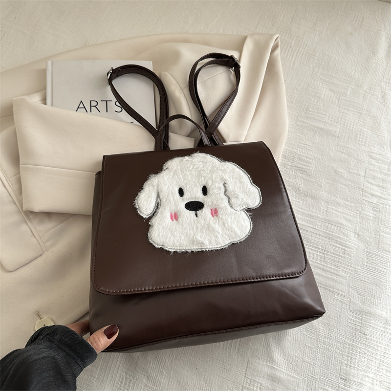 Bolsos para perros de peluche de alto nivel de estilo extranjero, bolsas para mujeres, nueva moda, mochila universitaria popular