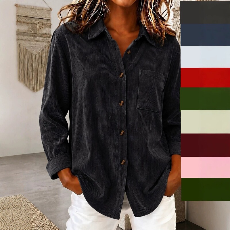 2026 European and American Amazon cross-border autumn and winter new vintage shirt, casual loose thick top, long-sleeved with a turn-down collar