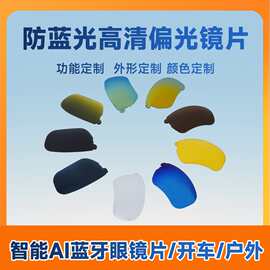 定制PC尼龙TAC偏光蓝牙眼镜片 防蓝光防雾炫彩真空镀膜日夜用镜片