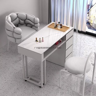 Cream Style Manicure Table Manicure Table and Chair Set Japanese Style Single Double Manicure Accessible Luxury Popular Ins Nail Salon
