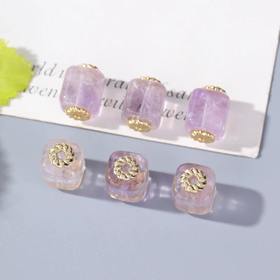 Natural Amethyst Pink Crystal Zərgərlik ara hissələri - sugar-cube-no-14