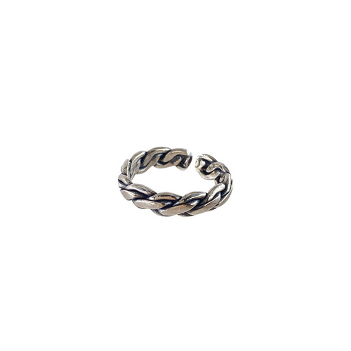 Korean Twist Oval Old Style Retro 925 Sterling Silver Open Index Finger Ring Women's Fashion Personalized Design