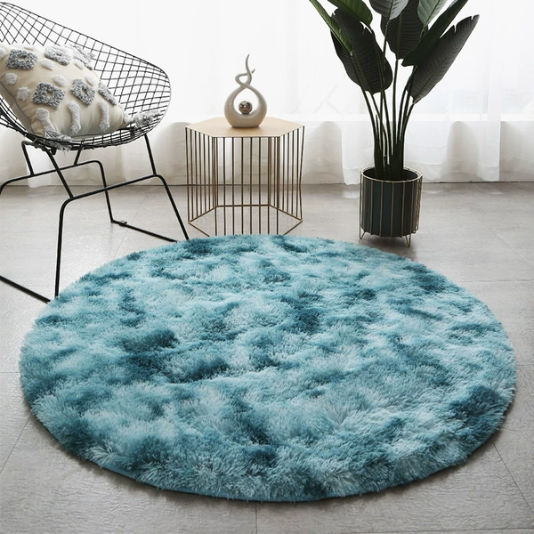 Dye -dyeing round carpet dark blue