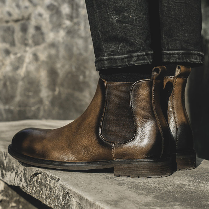 秋冬季新款切尔西靴男真皮擦色休闲短靴潮流英伦马丁靴沙漠靴|ms
