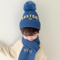儿童帽子围巾两件套冬加厚韩版学生帽子套装保暖男女中大童针织帽