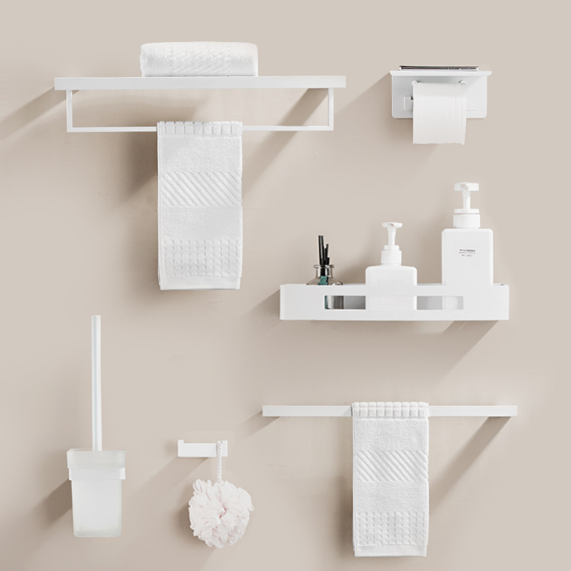 No-Drill Stainless Steel Towel Rack Bathroom Storage Rack Integrated Bathroom Towel Holder