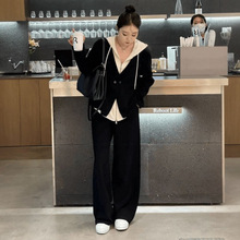 休闲运动套装女春秋2025新款港风减龄慵懒风显瘦卫衣阔腿裤两件套