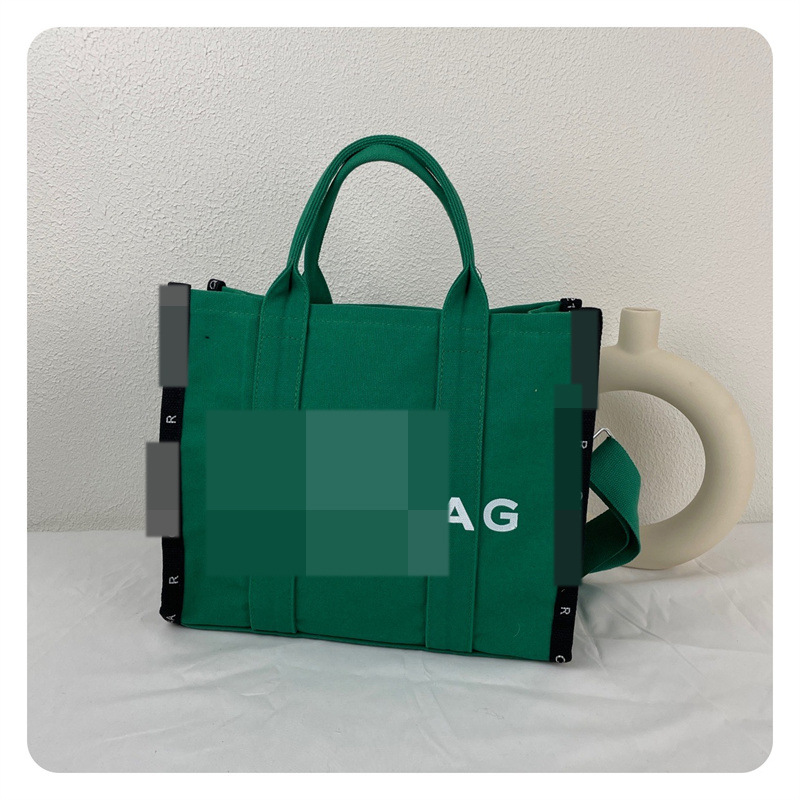 Bolso de mano de gran capacidad Bolso de mensajero de lona simple de moda Bolso de hombro de color de contraste para mujer de moda Simple y versátil