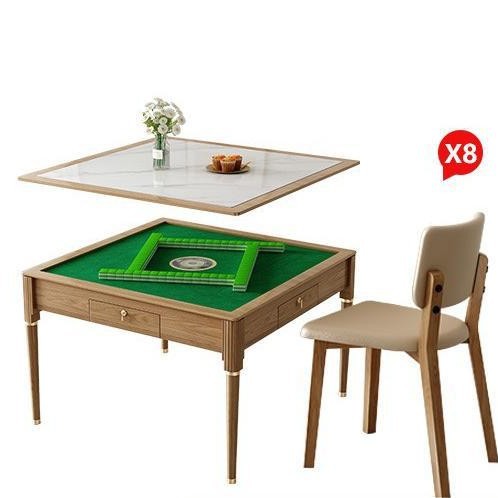 Moderno y simple, completamente automático, tablero de roca de madera maciza, máquina de mahjong, mesa de comedor, mesa de mahjong eléctrica doméstica de estilo crema de doble uso