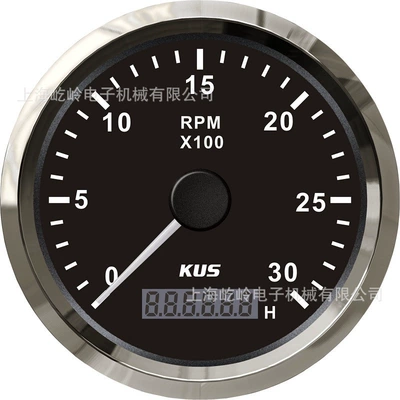 KUS Genuine 85mm Gasoline and Diesel Engine Modified Universal Tachometer 3K-8KRPM with Backlight 9-32V (automobile instrument) - silver-edge-black-base-3000rpm