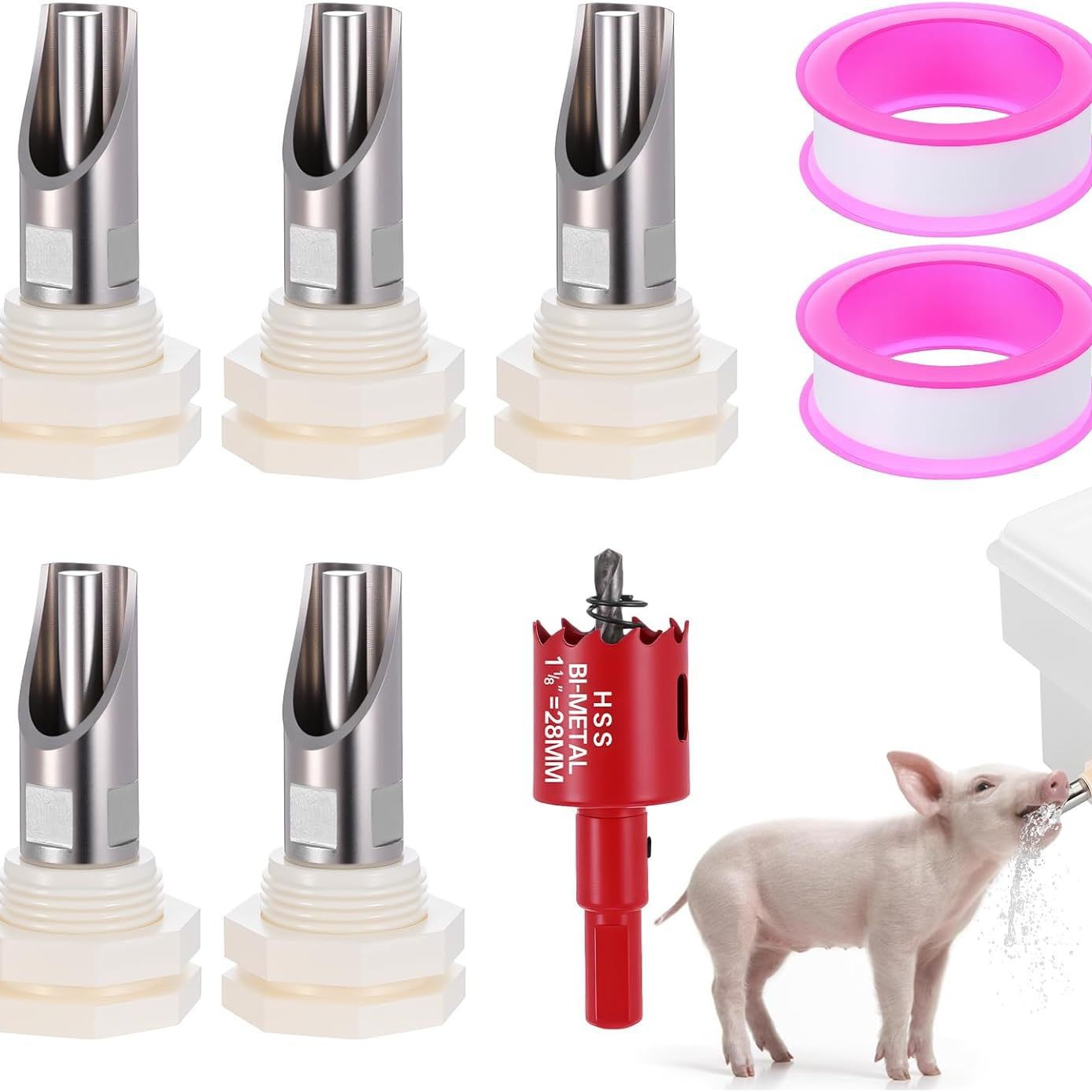 跨境爆品猪饮水器带水箱连接器1/2英寸铜头家禽饮水系统猪饮水器