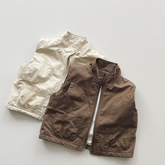 男童工裝馬甲冬季新款中小童上衣女寶寶韓版加絨保暖潮酷背心童裝