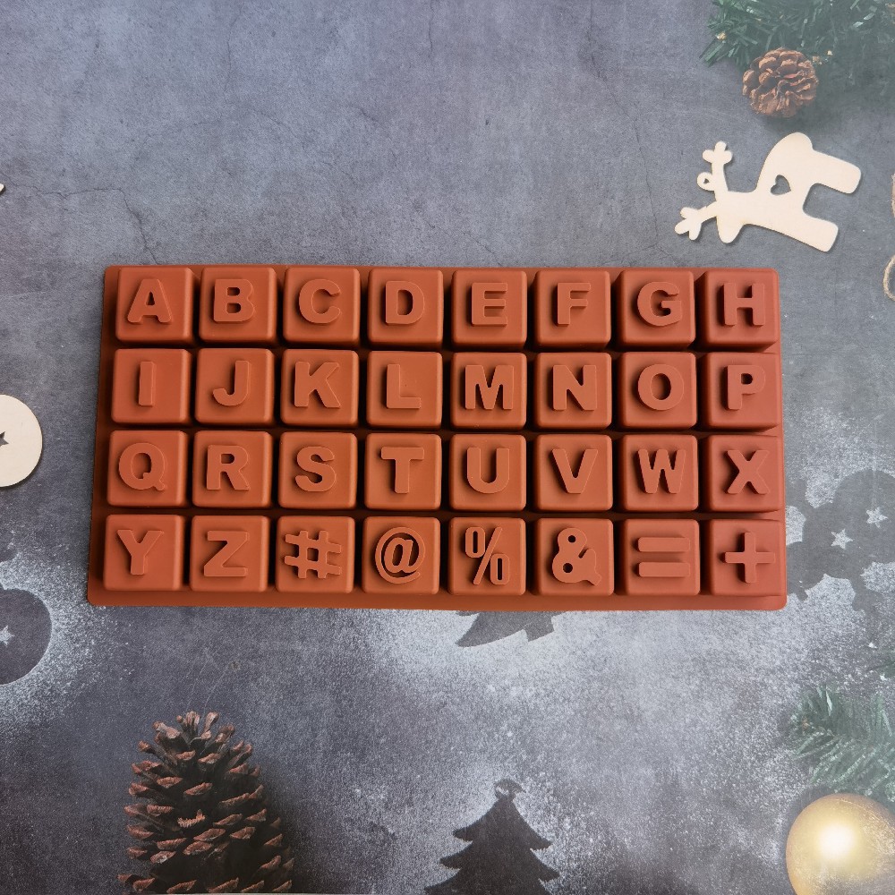 Gran alfabeto inglés 62 molde de silicona pastel helado pudín molde de postre jabón utensilios