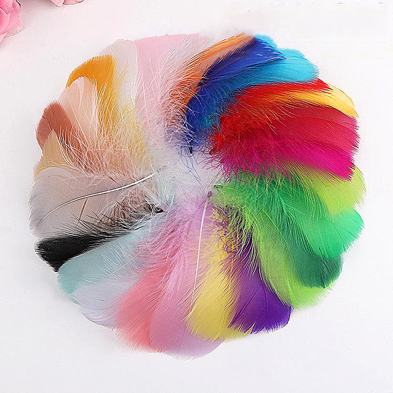 Yiwu cross-border color feather small floating 6-12cm dyed goose feather dream catcher DIY decorative wave ball feather Yiwu cross-border color feather small floating 6-12cm dyed goose feather dream catcher DIY decorative wave ball feather