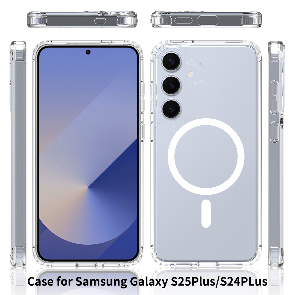 Aplicable a Samsung S25Plus caja de absorción magnética transparente 2.0 espesor N52 caja de teléfono móvil magnético fuerte S25edge cubierta protectora a prueba de caídas