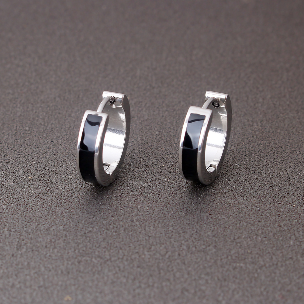 Korean style fashion personalized oil dripping stainless steel Women's ear ring ear buckle simple all-match men's punk ear studs cross-border wholesale
