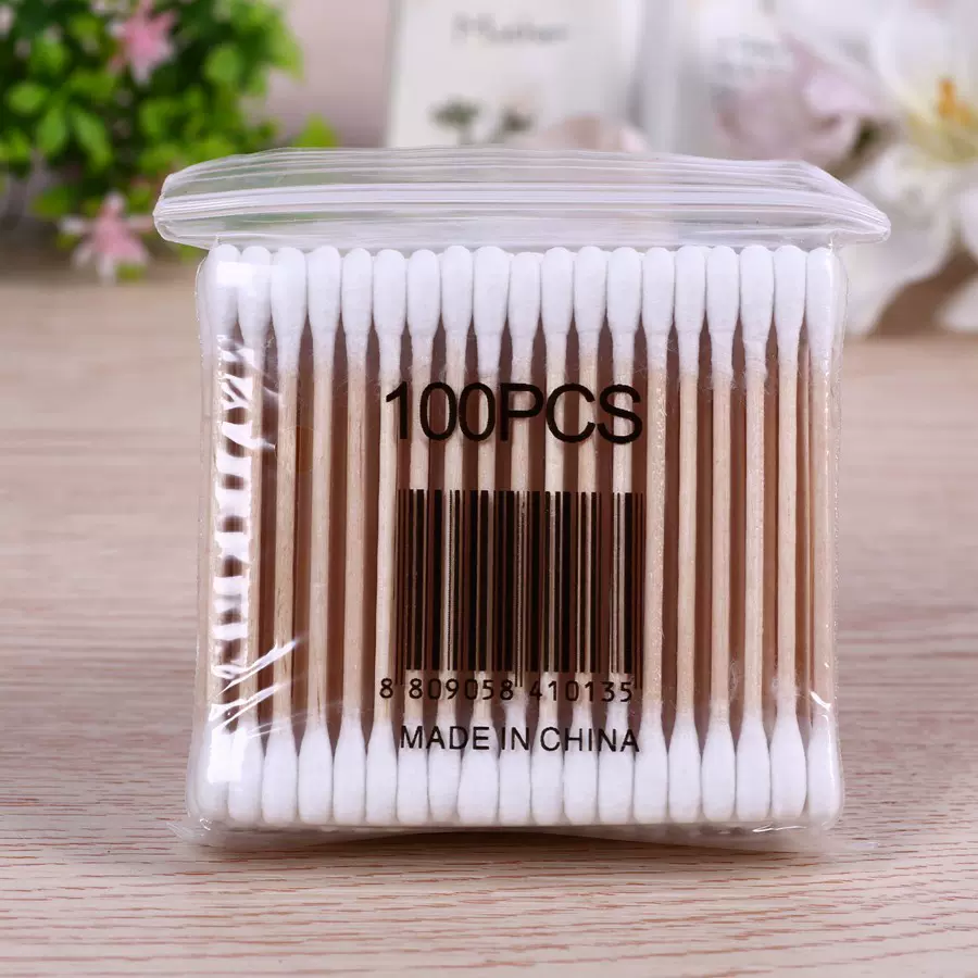 双头棉签掏耳朵化妆用卸妆消毒棉花棒木棒一次性卫生棉棒袋装