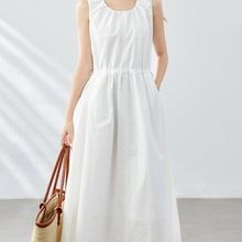 棉茧轻熟风气质背心裙女中长款2025夏新款法式高腰显瘦过膝连衣裙