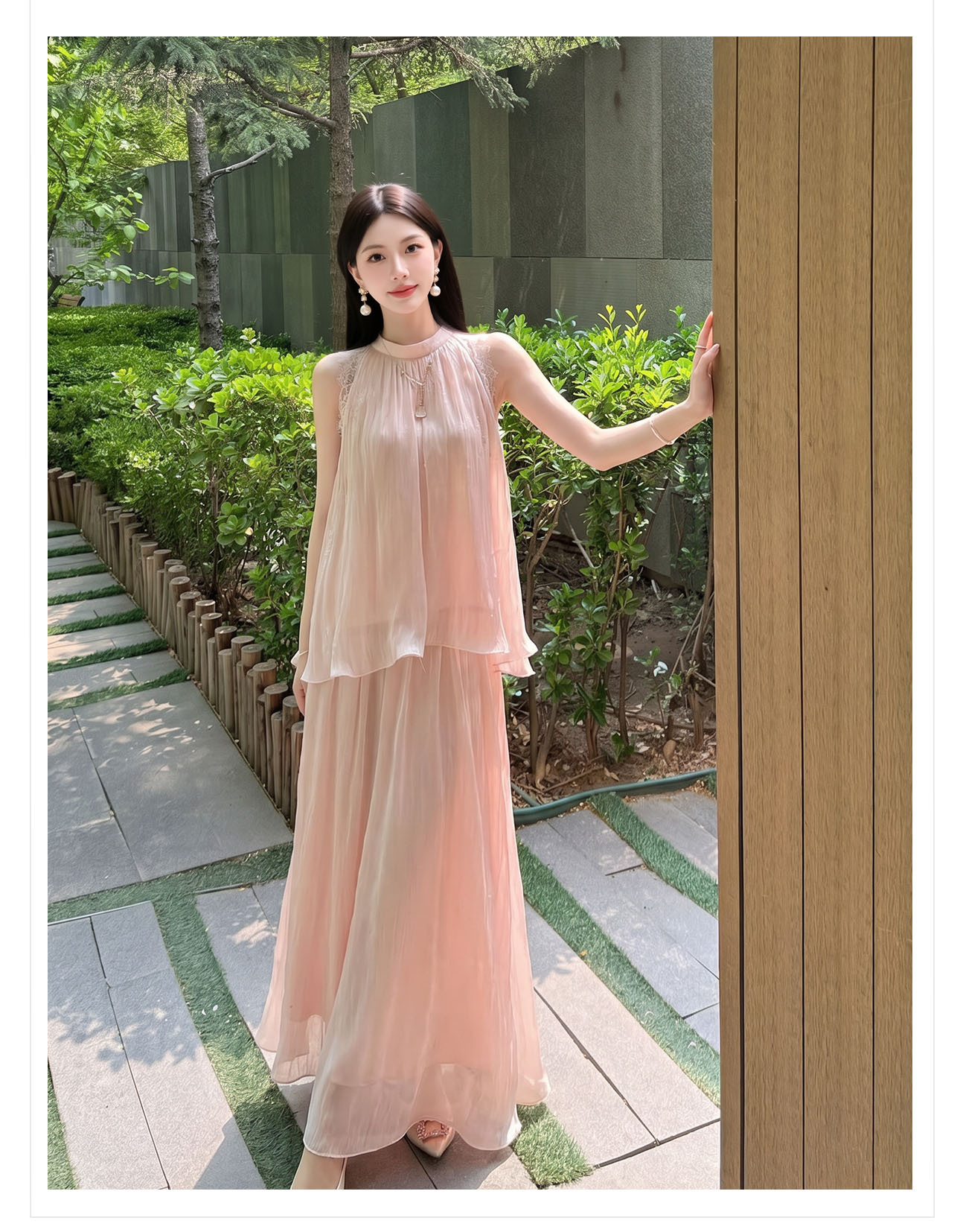 Bộ áo ren hoa + chân váy đính đá hai mảnh phong cách tân cổ điển — Trang chủ, bộ đồ, nửa váy chi tiết 11