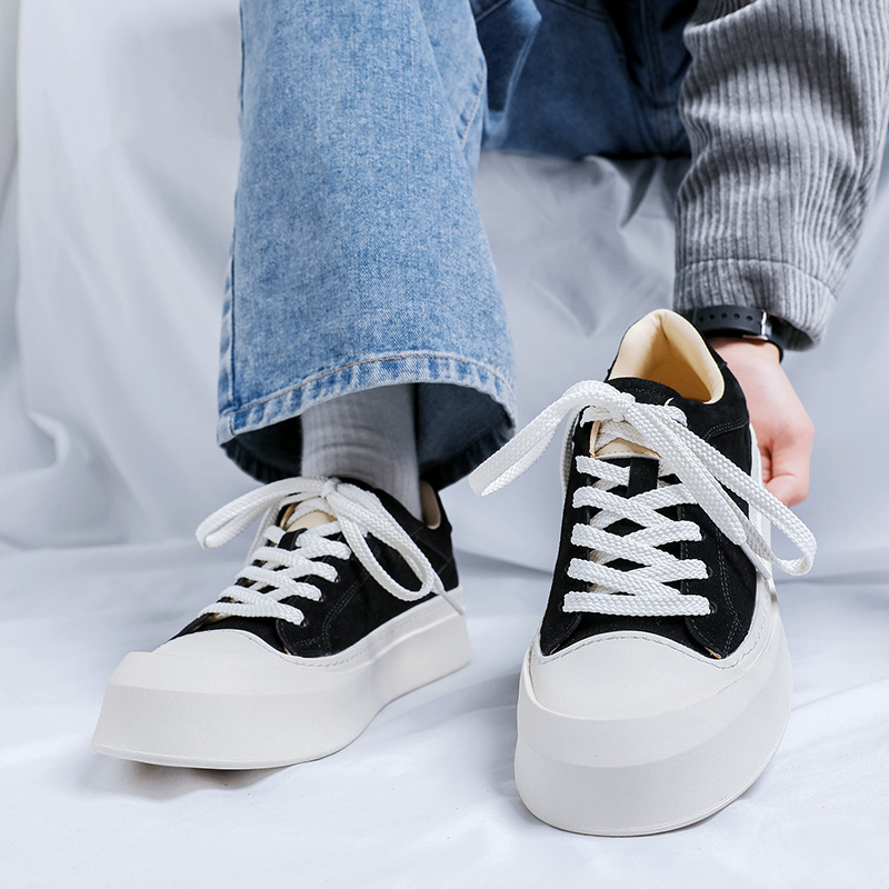 Men's Casual Sneakers Height Increasing Thick Sole Breathable Shoe_voghion.com