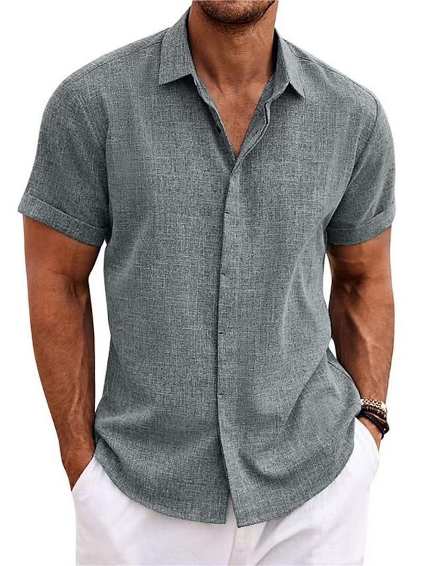 メンズリネン半袖tシャツゆるいスウェットソリッドカラー半袖綿麻シャツ男ビーチビッグサイズ男半袖シャツ|undefined