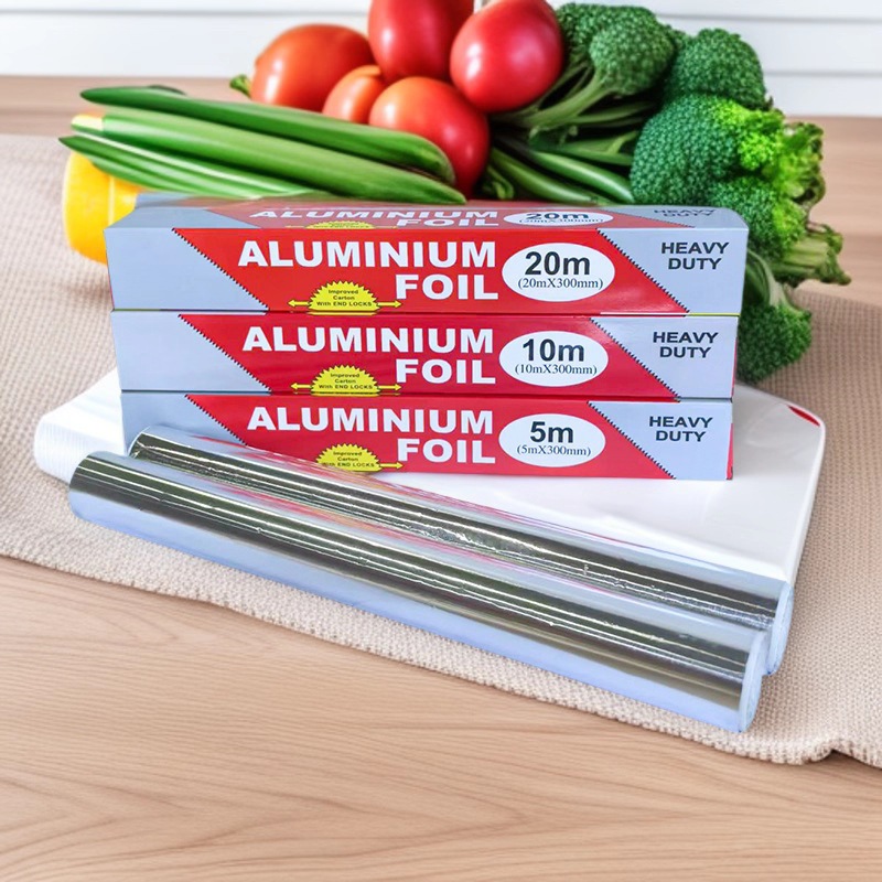 Comercio exterior transfronterizo papel de aluminio de aluminio doméstico al por mayor papel de aluminio de aluminio de aluminio para hornear papel de aluminio de parrilla resistente a alta temperatura 3m / 5m / 10m