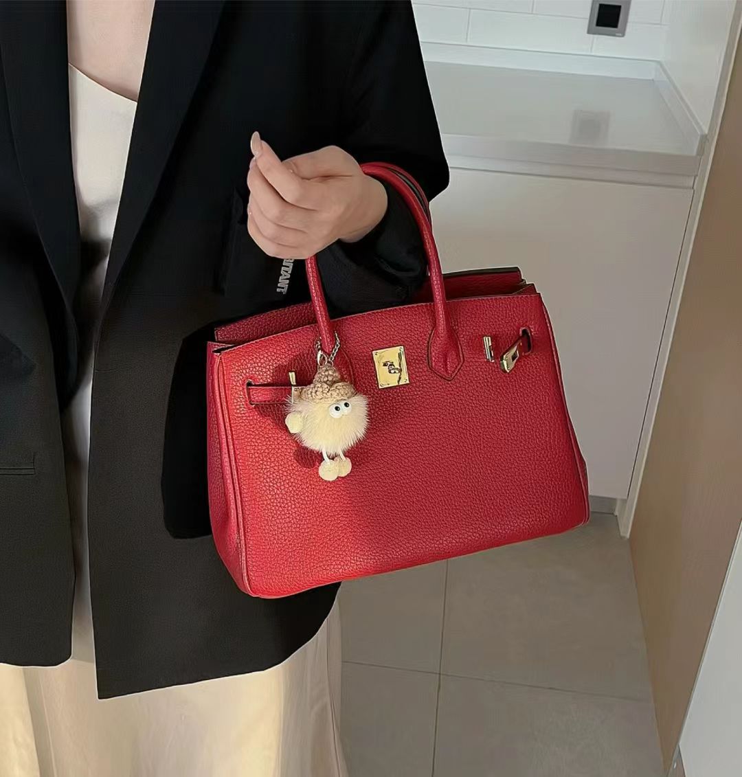 2023 nueva primera capa de piel de vaca patrón de Litchi bolsa de platino patrón de cocodrilo bolso de las mujeres hombro portátil crossbody Kelly bolso de mano