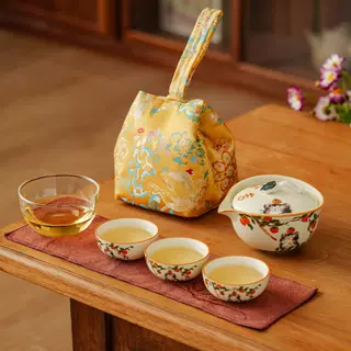 户外露营便携旅行功夫茶具陶瓷手抓壶高档商务活动礼品套装印logo