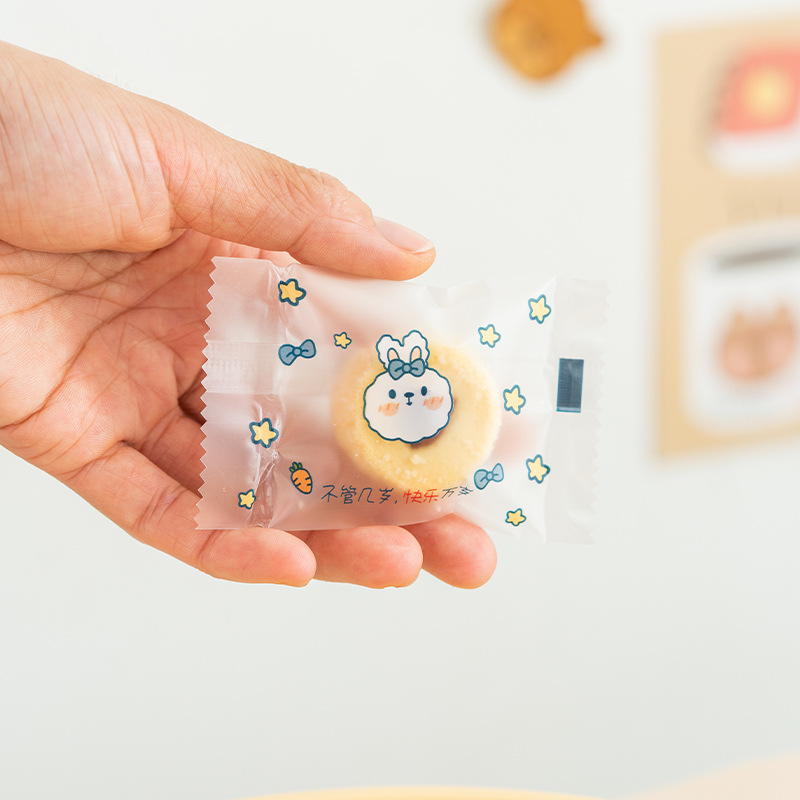 Copo de nieve crujiente bolsa de embalaje galleta máquina de sellado bolsa hornear alimentos turrón leche jujujube pequeña bolsa de caramelo de dibujos animados