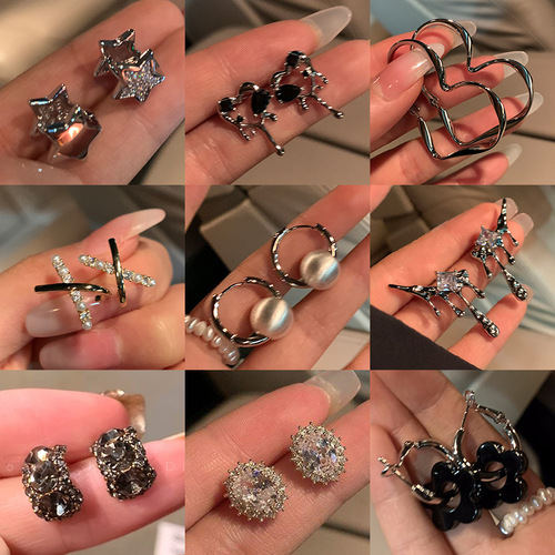 S925 Silver Needles Korean Retro Earrings Instagram Cool Style Elegant Ear Accessories High-end Uncommon Earrings for Women Wholesale