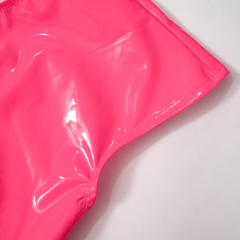 Women Backless Slim Fit Faux Leather Flying Sleeves Casual Romper