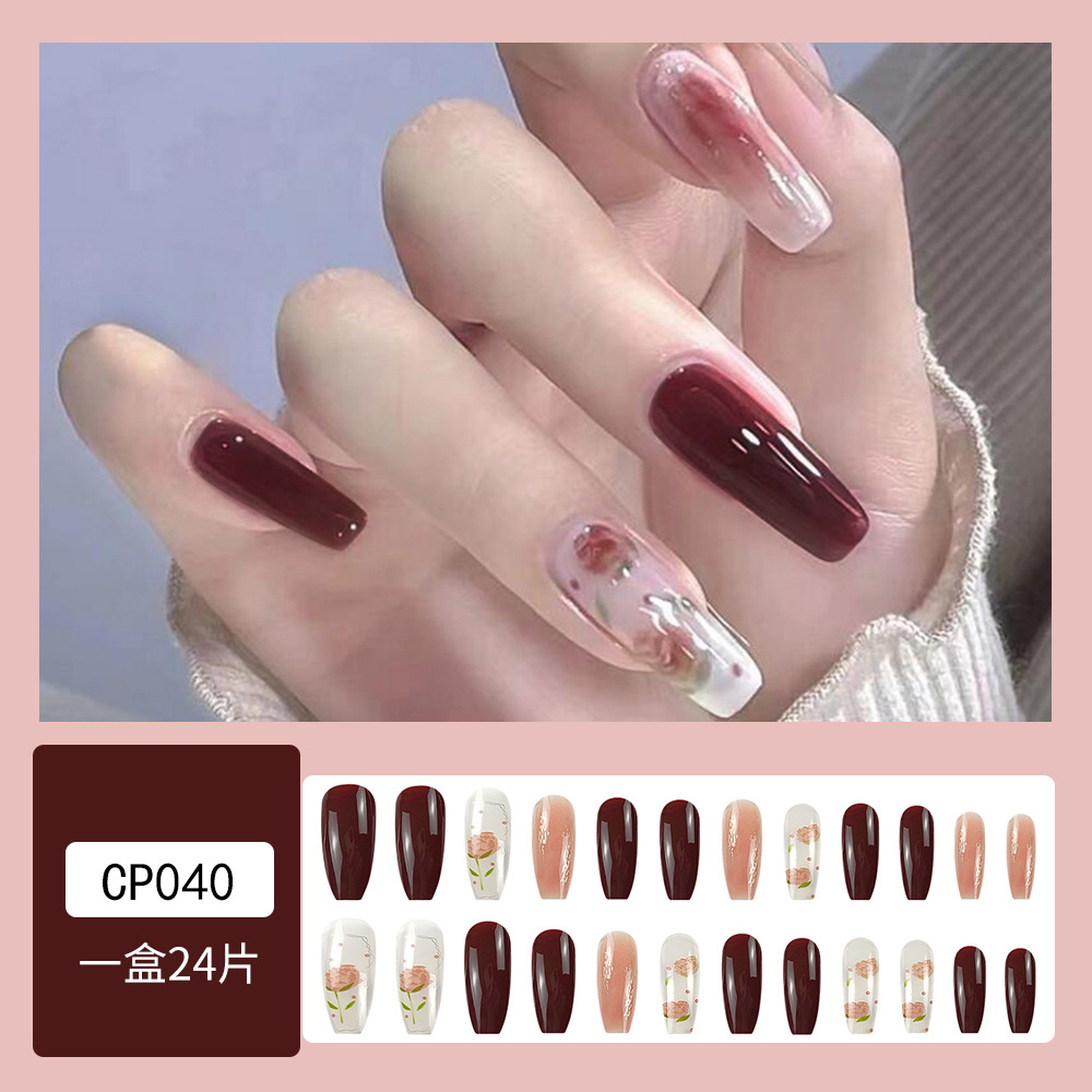 Uñas postizas transparentes color rosa para primavera y verano, puntas de uñas blanqueadoras color oolong, set de 24 piezas, uñas postizas removibles, lote mixto. image 7