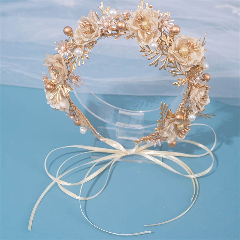 realistic golden headband for bride