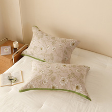 新款全棉斜紋枕芯小清新卡通花卉印花枕巾一對裝全棉成人枕巾代發