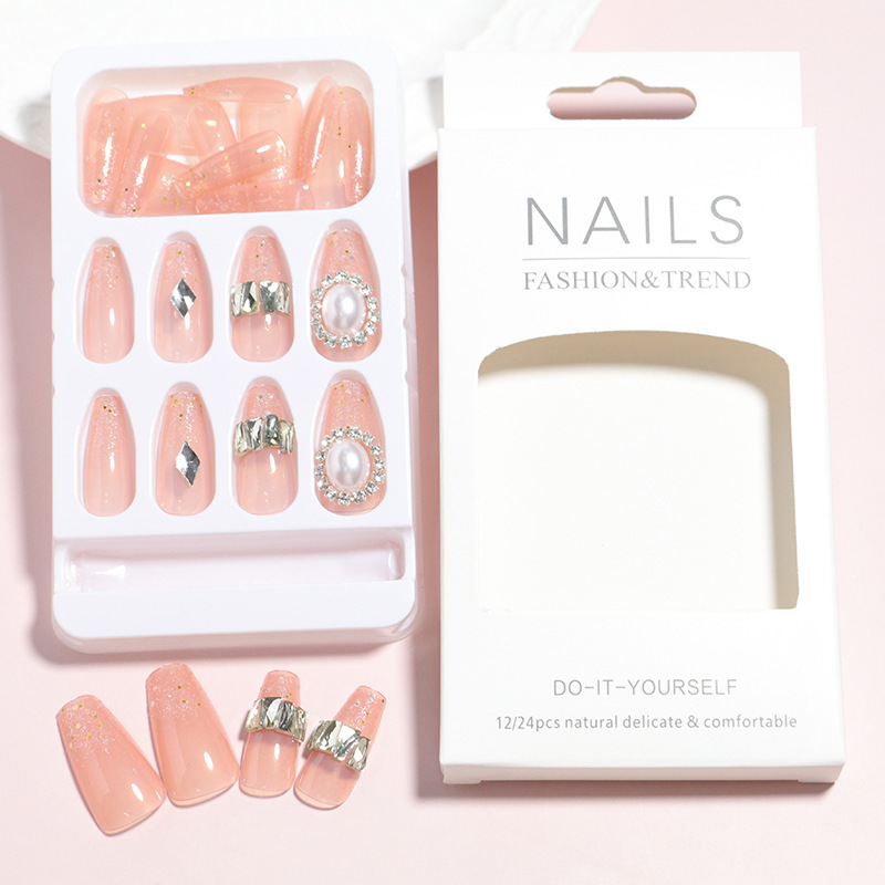 Collection of Cross-border Big Pearl Gem Nail Art Mid-length Shiny Wear Armor Foreign Trade Pure Desire ins Wind False Nail Pieces Collection of Cross-border Big Pearl Gem Nail Art Mid-length Shiny Wear Armor Foreign Trade Pure Desire ins Wind False Nail Pieces