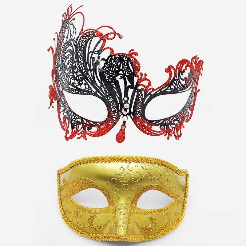 Amazon pop carnaval pareja máscara de baile de maquillaje hombre venecia máscara de halloween mitad cara pintada