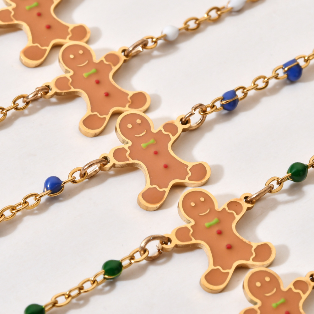 Christmas Beaded Bracelets Snowman Gold Bracelet Holiday Jewelry Gifts for Women Girls Kids Friendship Xmas Party Festive_voghion.com