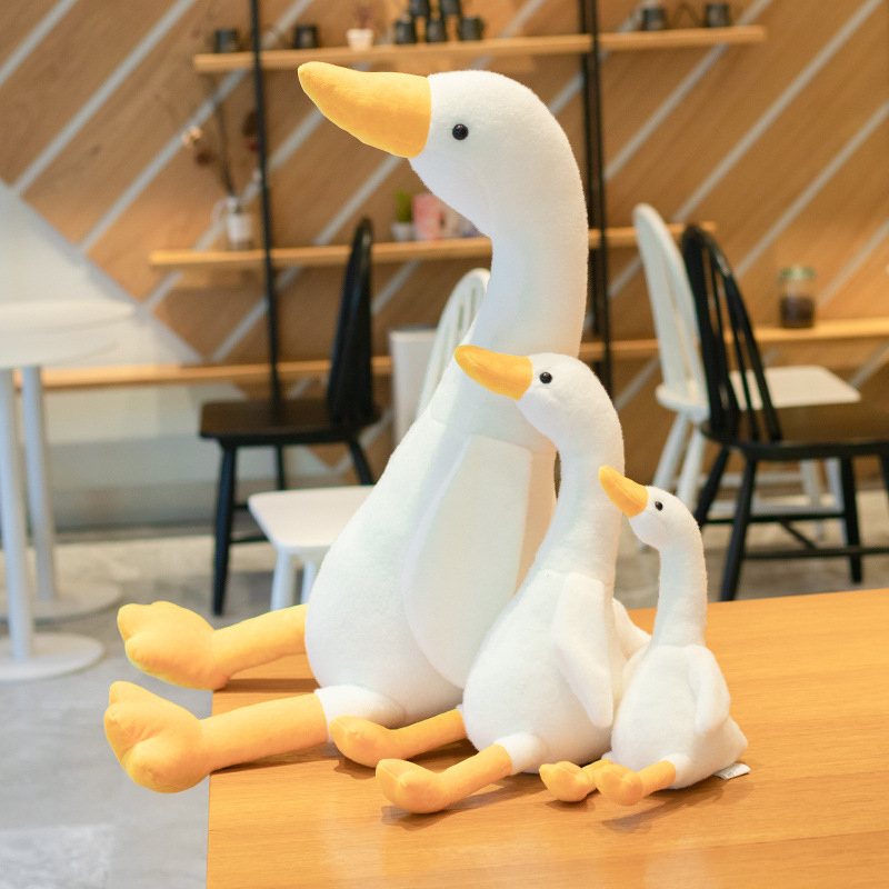 A Duck Plush Toy Home Decor Long Animal Pillow Cartoon Round Big White Duck Stuffed Animal Small Animal