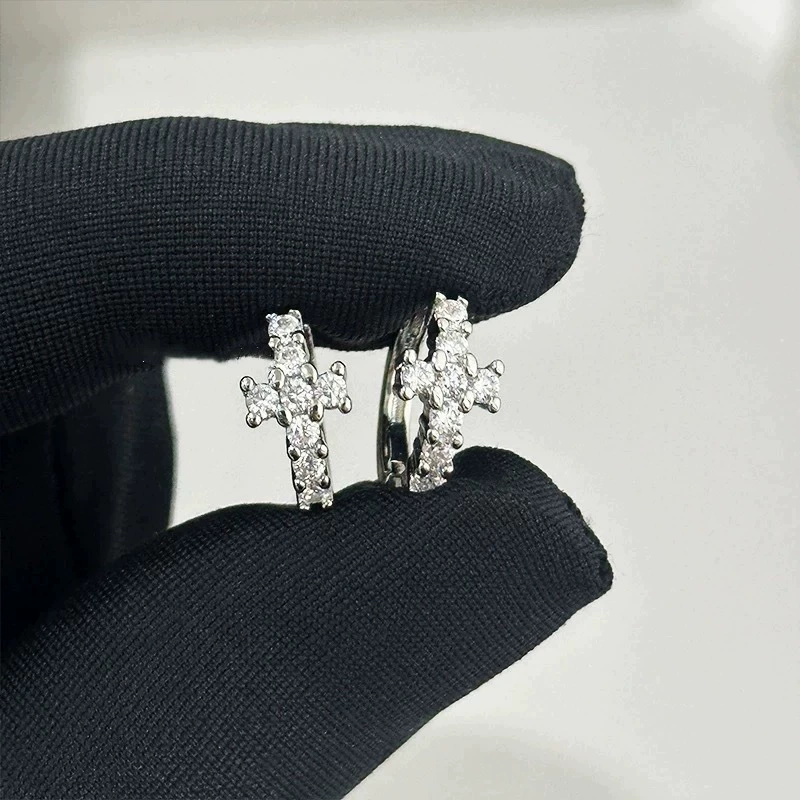 Серебряная застежка, изысканные маленькие серьги, серебро 925 пробы, инкрустация из циркония, тренд сезона