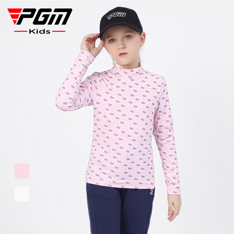 Pgm Kidsren's Golf Clothes Long-Sleeved T-Shirt Girls Autumn and Winter Bottoming Shirt Golf Clothing Sportswear Manufacturer