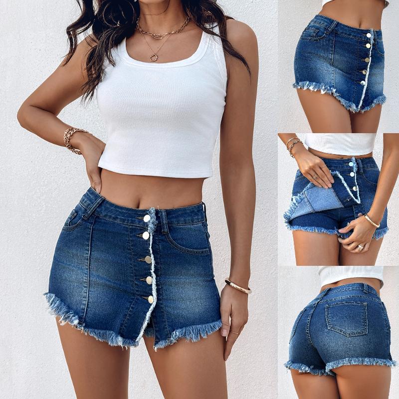 H 17033 Button Closure Denim Skort Button Closure Denim Skirt Pants H 17033 Button Closure Denim Skort Button Closure Denim Skirt Pants
