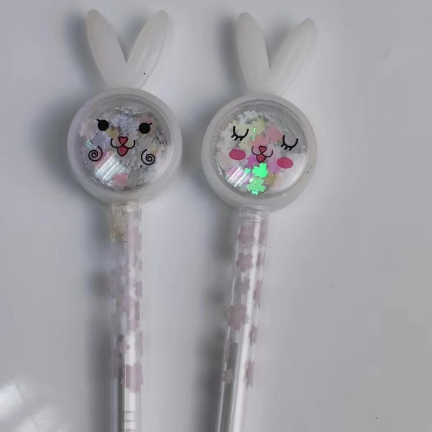 Orejas de conejo creativo lentejuelas pluma de gel Oficina negro pluma de firma lindo estudiante examen escritura pluma de agua al por mayor