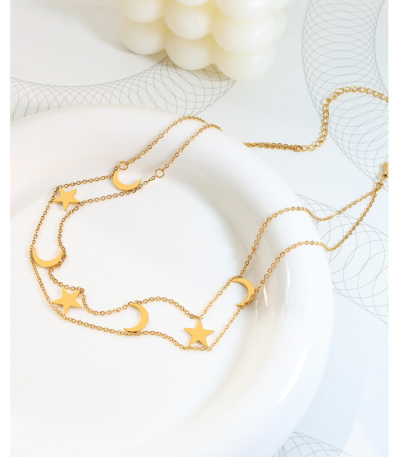 1 Piece Fashion Star Moon Titanium Steel Plating Necklace_colorza_4