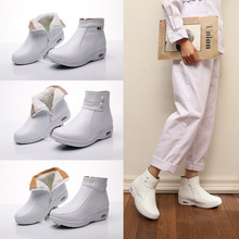 护士棉鞋女白色加绒冬季用软底保暖不累脚高帮防滑气垫医院专业鞋