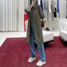 董洁同款风衣外套2025秋季新款女装衬衫领长款风衣外套EBE3TRC008