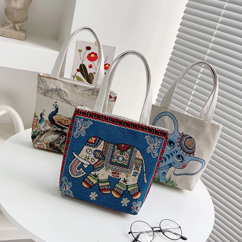 Cartoon ethnic double-sided shopping bag